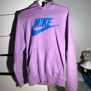 Purple Nike hoodie with blue lettering